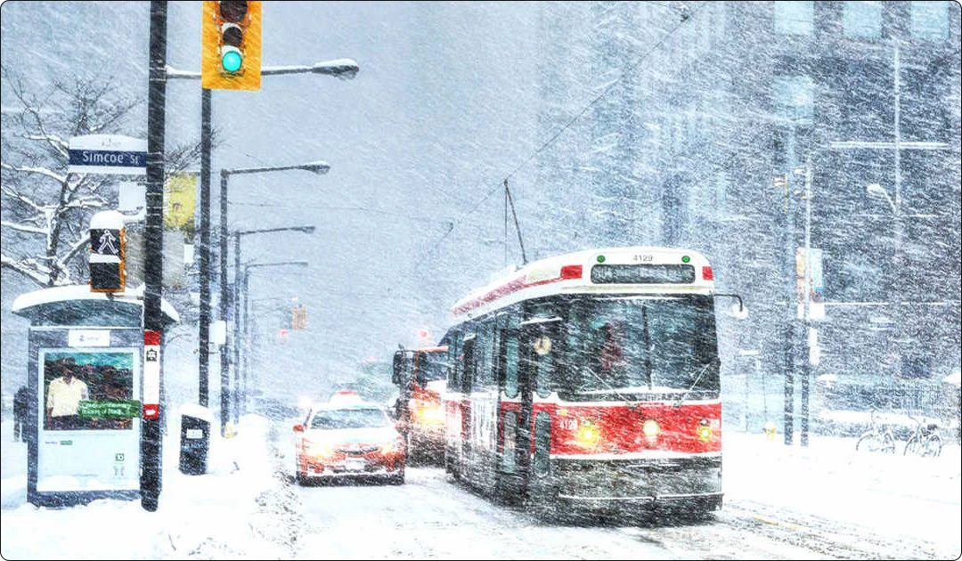 Toronto Street Car in a Blizzard like when I had a strong reaction to seaweed