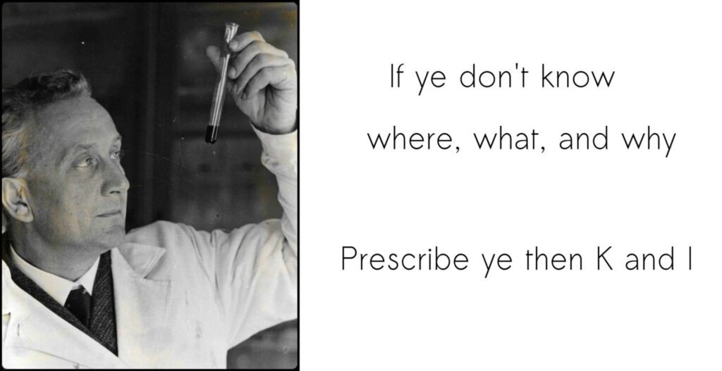 Albert Szent Györgyi picture holding a vial and his quote about potassium iodide being a universal medicine