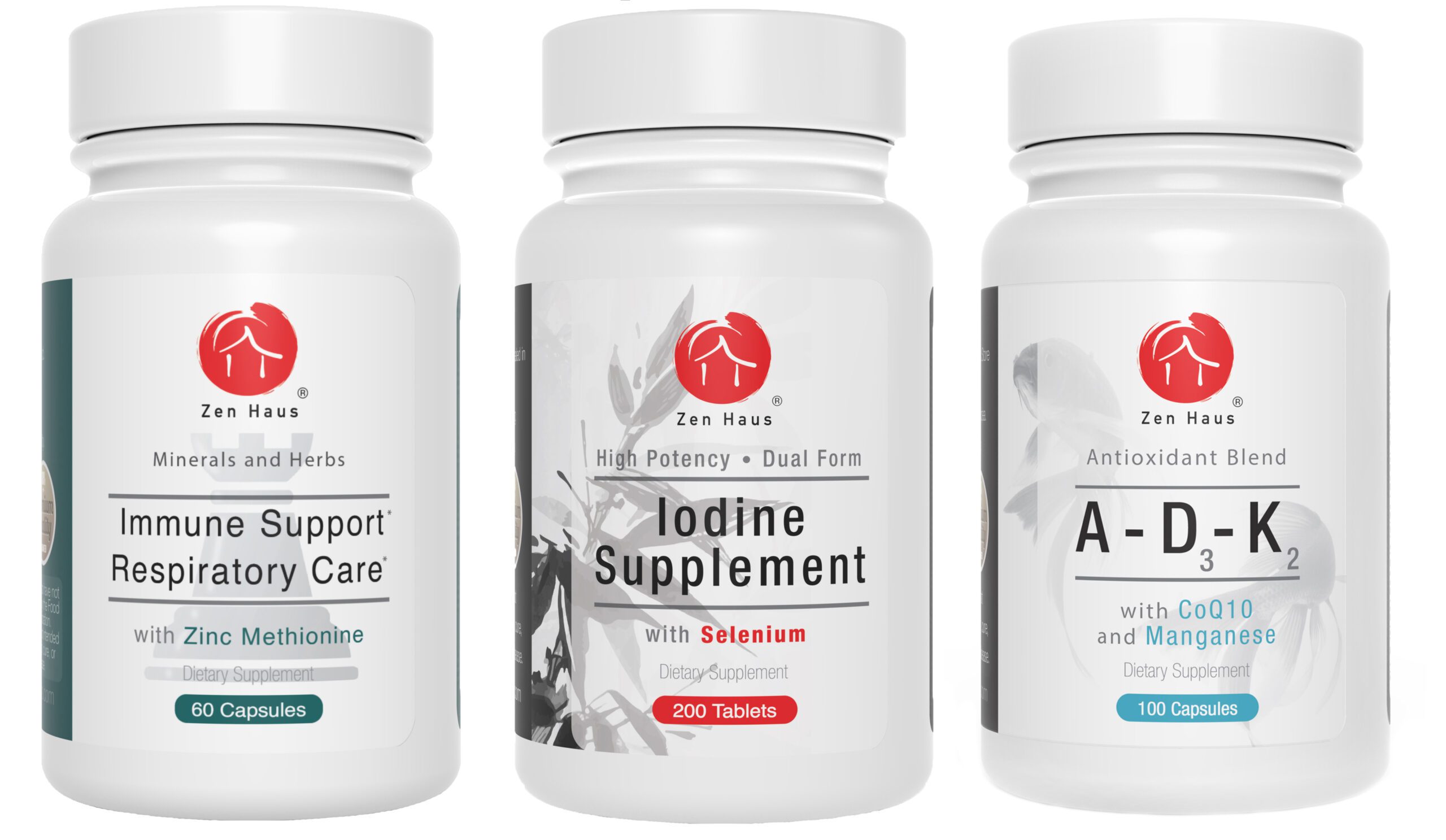 Iodine, ADK and Immune Support Bottles
