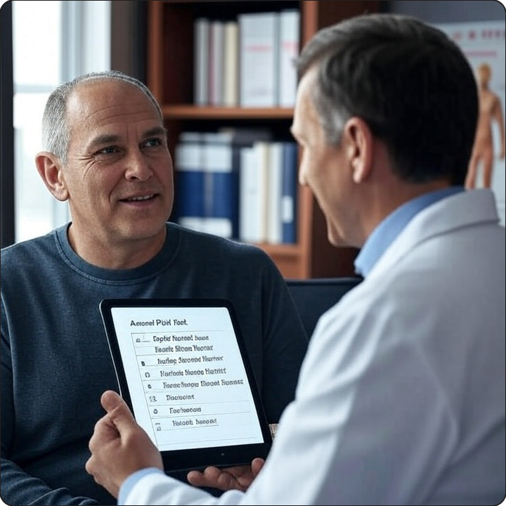 middle-aged man seeing a doctor about prostate health