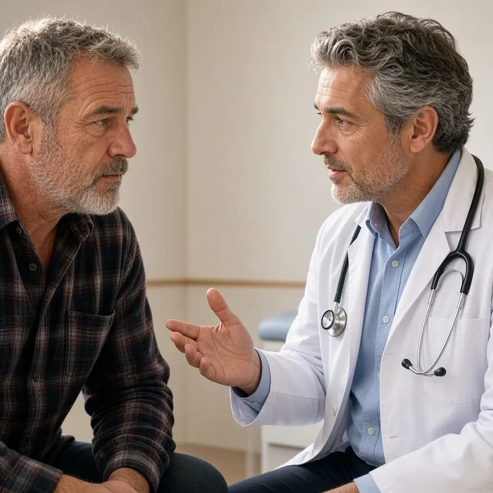 Man listening to his doctor talk about iodine and prostate health